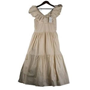 English Factory Womens S Cream Cottagecore Ruffle Collar Tiered‎ Mini/Maxi Dress